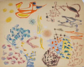 Lutka Pink (1916 - 1999) Vintage American School Abstract Surrealist Composition Painting