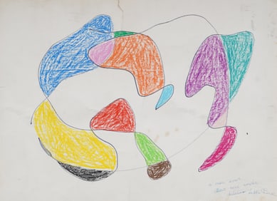 Lutka Pink (1916 - 1999) Vintage Abstract Surrealist Original Drawing