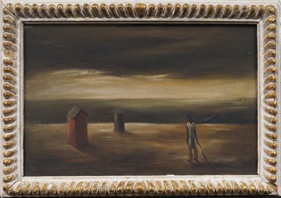 Important Signed Vintage Surreal Framed Seascape Oil Painting