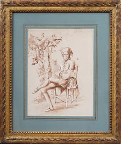 Antique European Nicely Framed Old Master Regal Portrait Drawing