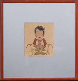 Antique Art Deco Male Portrait Original Framed Painting