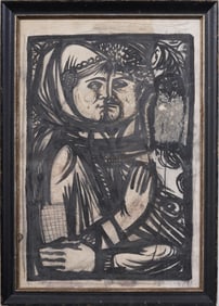 Vintage Modernist Framed Portrait Print