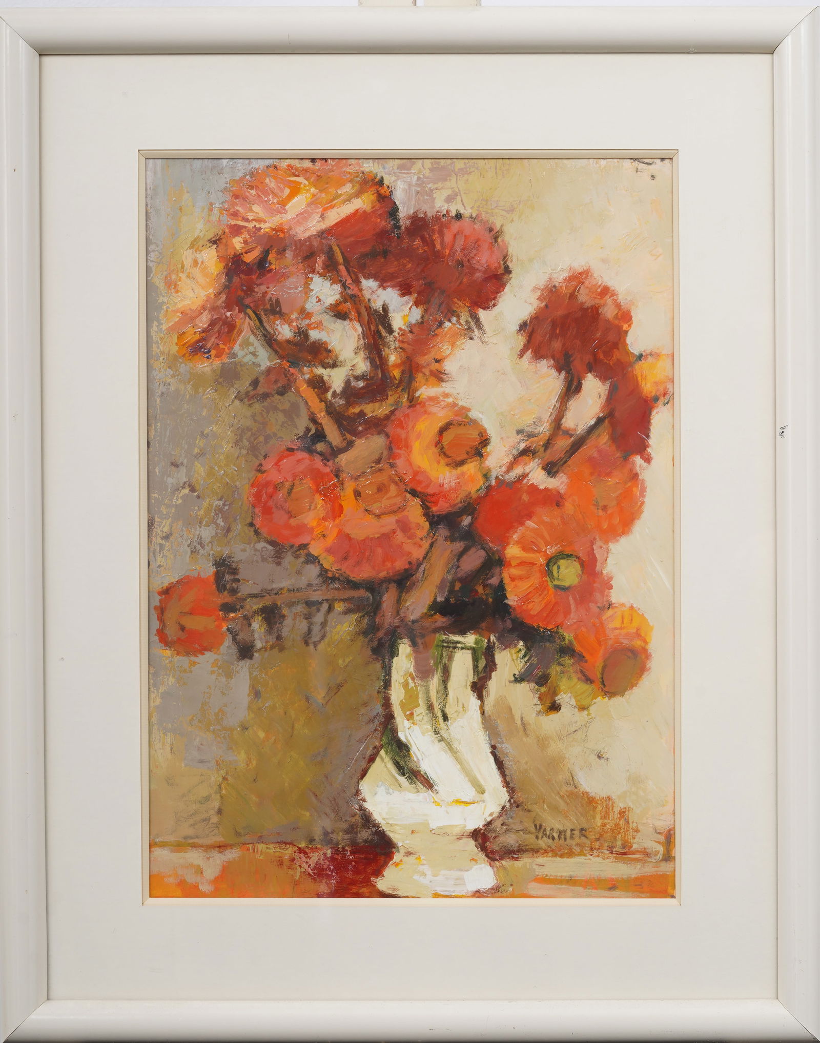 Vintage American School Abstract Flower Still Life Signed "Varner" Framed Oil Painting (1 of 5)