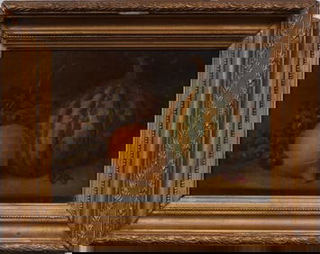 Antique Signed American School Framed 19th Century Still Life Original Oil Painting