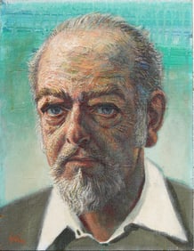 Martin Jack Zipin (1920 - 1991) Vintage American Modernist Male Portrait Original Oil Painting