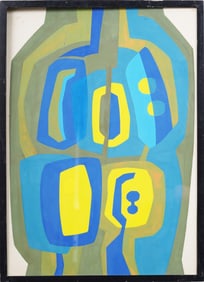 Vintage American School Modernist Abstract Expressionist Framed Oil Painting