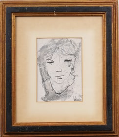 Gino F. Hollander (1924 - 2015) Vintage American School Modernist Portrait Framed Oil Painting