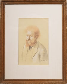 Vintage Signed Framed Drawing Portrait of a Man