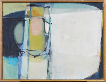 MCM Large Framed Antique American Abstract Expressionist Vintage Original Oil Painting