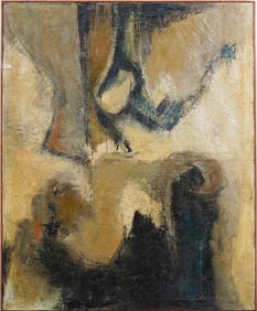 Large Antique American Abstract Expressionist Framed Original Oil Painting