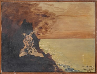 Vintage Mid Century Modernist Seascape Painting