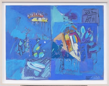 Jamil Molaeb (B 1948) Lebanese American Modernist Contemporary Abstract Framed Oil Painting