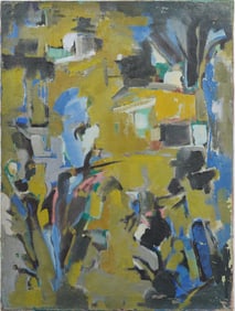 Antique American School Large Abstract Expressionist Finely Painted Original Oil Painting