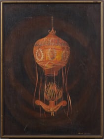 Frank Caldwell (1912 - 2002) Antique American Modernist French Balloon Original Oil Painting