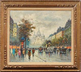ATTR Antoine Blanchard (c.1910 - 1988) French Impressionist Signed Paris Street Scene Oil Painting