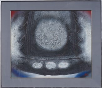 Rare Important Large Signed Korean Abstract Expressionist Early Modern Oil Painting Signed "Park"