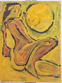 Daniel Buckler (b. 1945) Vintage American School Modernist Nude Abstract Signed Oil Painting