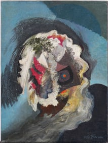 Nicely Painted Abstract Surrealist Signed Mid Century Portrait Painting