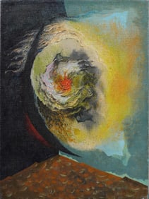 Antique American School Abstract Signed Modernist Oil Painting