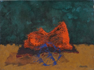 Antique American School Abstract Signed Modernist Landscape Oil Painting