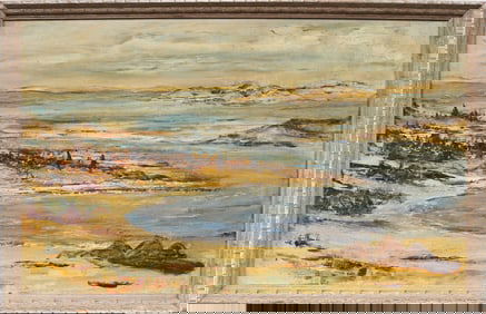 Antique American Cape Cod Massachusetts New England Seascape Framed Oil Painting PROVINCETOWN