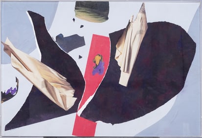 Vintage Signed Mixed Media Abstract Collage Mid Century Modern Art