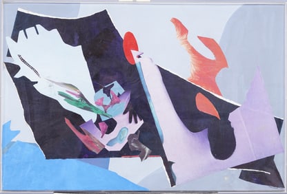 Vintage Signed Mixed Media Abstract Collage Mid Century Modern Art