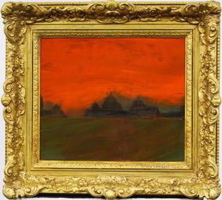 Abraham Pariente (B.1962) Vintage Modernist European Cityscape Framed Original Oil Painting