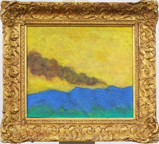 Abraham Pariente (B.1962) Vintage Modernist Mountain Landscape Framed Fauvist Original Oil Painting