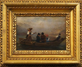 Benjamin Vautier (1829 - 1898) Antique Swiss 19th Century Framed Landscape Oil Painting