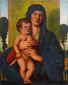 Antique Old Master Madonna and Child Portrait Nicely Executed Oil Painting