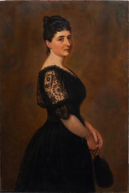 Antique European Large Finely Painted Realist Woman Portrait Original Oil Painting
