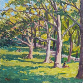 Thor Wickstrom Contemporary Impressionist Landscape Sheep Meadow Central Park Oil Painting