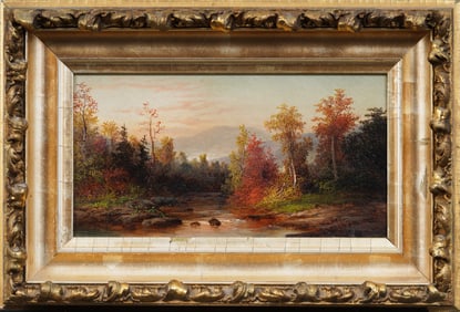 William Frerichs (1829-1905) Antique American Hudson River School Fall Landscape Framed Painting
