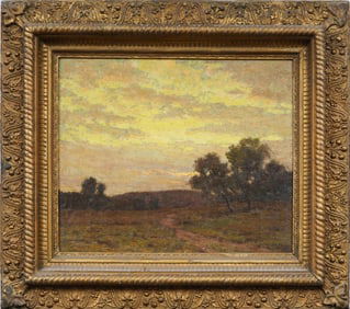 William Crothers Fitler (1857 - 1915) Antique American Tonalist Sunset Framed Original Oil Painting