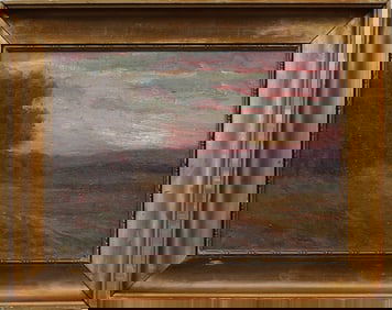 Charles Franklin Chamberlain (1871-1947) Antique American Framed Sunset Landscape Oil Painting