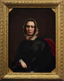 Charles Christian Nahl (1818 - 1878) Antique Early American Woman Portrait Framed Oil Painting