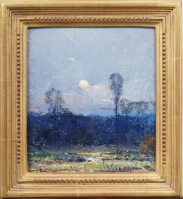 Felix Russmann (1888 - 1962) Antique American Moonlit Impressionist Landscape Original Oil Painting