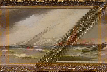 George Washington Nicholson (1832 - 1912) Antique American Impressionist Seascape Oil Painting