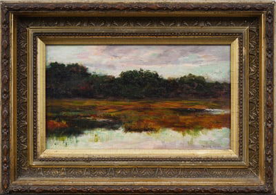 Parker Mann (1852-1918) Antique American Impressionist Framed Boston Landscape Oil Painting