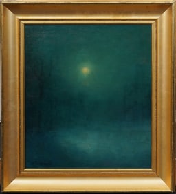 Karl Emil Termohlen (1851 - 1938)  Antique Moonlit Nocturnal Glowing Sky 19th C Landscape Painting