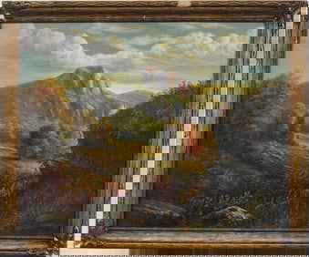 Albert Nemethy Signed Hudson River School Framed Landscape Oil Painting