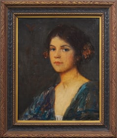 Douglas Volk (1856-1935) Antique American Impressionist Signed Woman Portrait Original Oil Painting