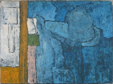 Large Antique American School Abstract Expressionist Pastel Palette Original Oil Painting