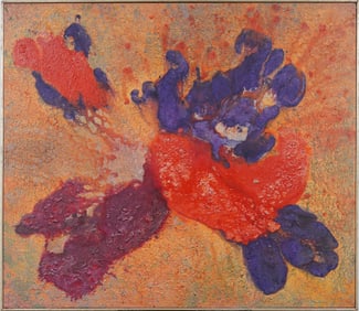 Large Vintage Abstract Expressionist Framed Thick Impasto Original Mid Century Modern Oil Painting