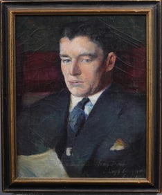 Antique American Impressionist Male Portrait Framed Signed Original Oil Painting