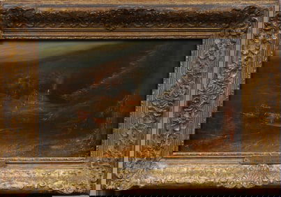 ATTR Thomas Gainsborough (1727 - 1788) Antique English Landscape Framed Fall Sunset Oil Painting