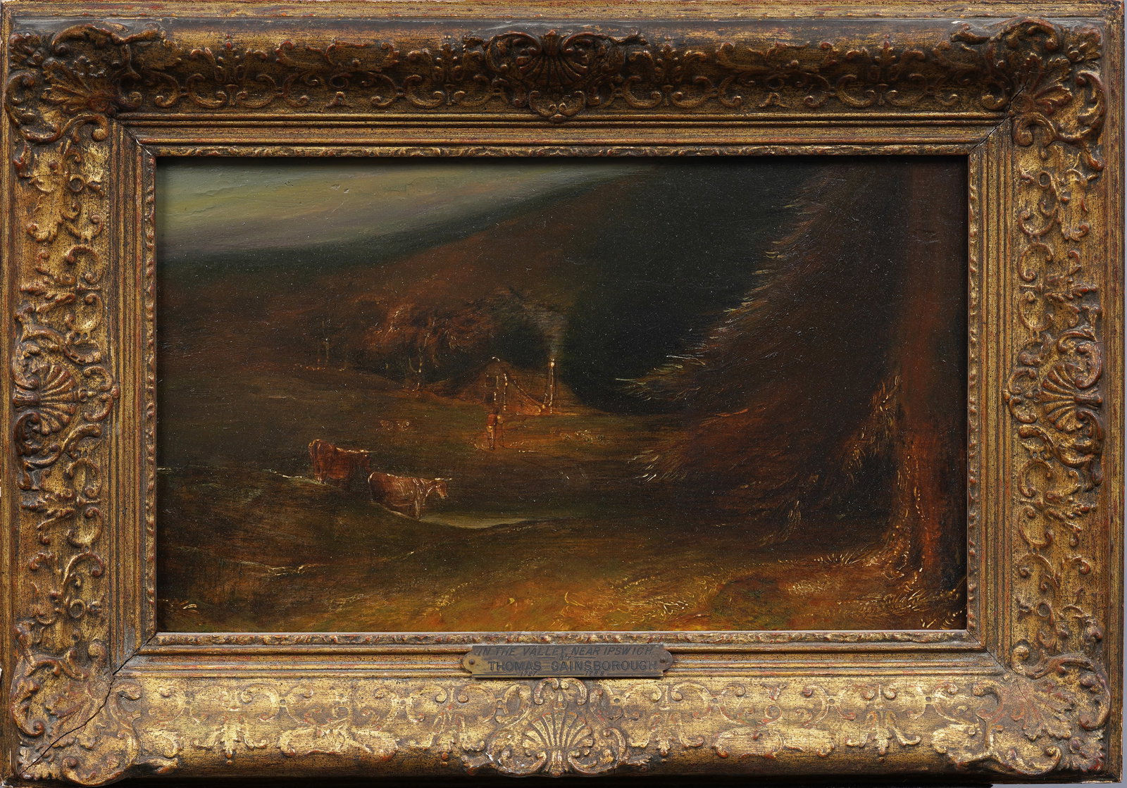ATTR Thomas Gainsborough (1727 - 1788) Antique English Landscape Framed Fall Sunset Oil Painting (1 of 6)
