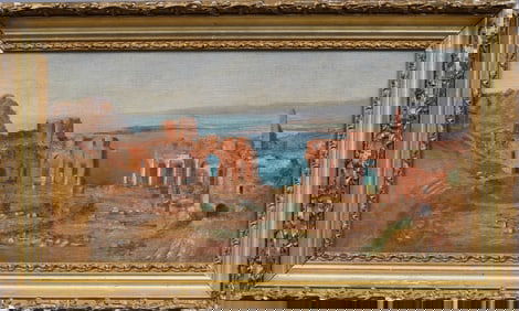 ATTR John Rollin Tilton (1828 - 1888) Antique Italian Architectural Ruins Taormina Sicily Painting
