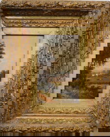 Antique American 19th Century Hudson River School Landscape Oil Painting St Johns River Vermont